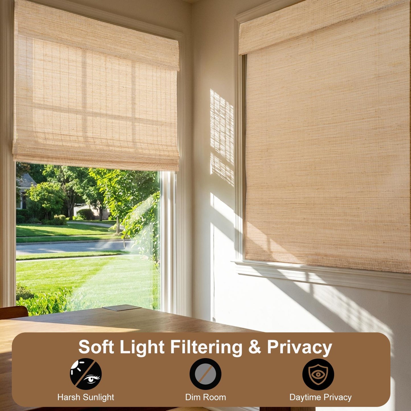Natural Handmade Woven Wood Roman Shades