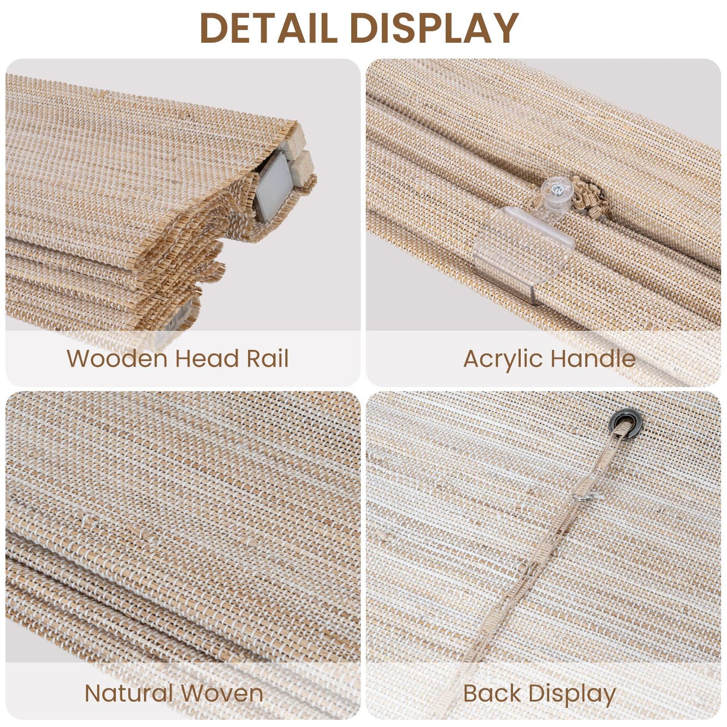 Natural Handmade Woven Wood Roman Shades