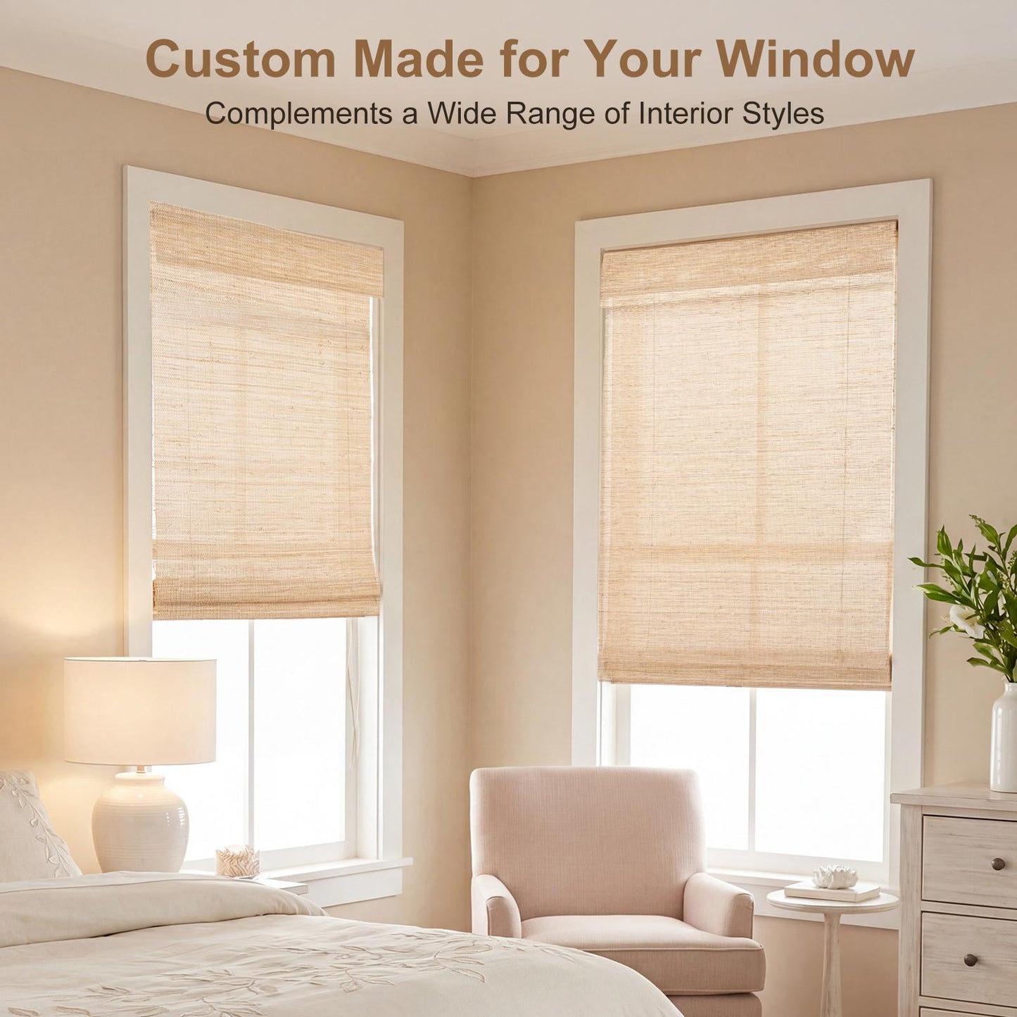 Natural Handmade Woven Wood Roman Shades