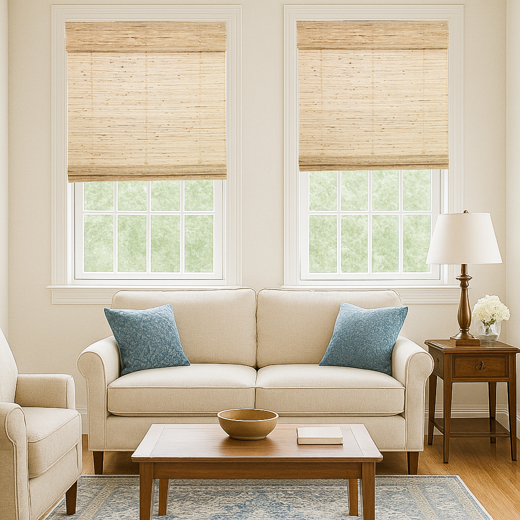 Cordless Woven Wood Roman Shades